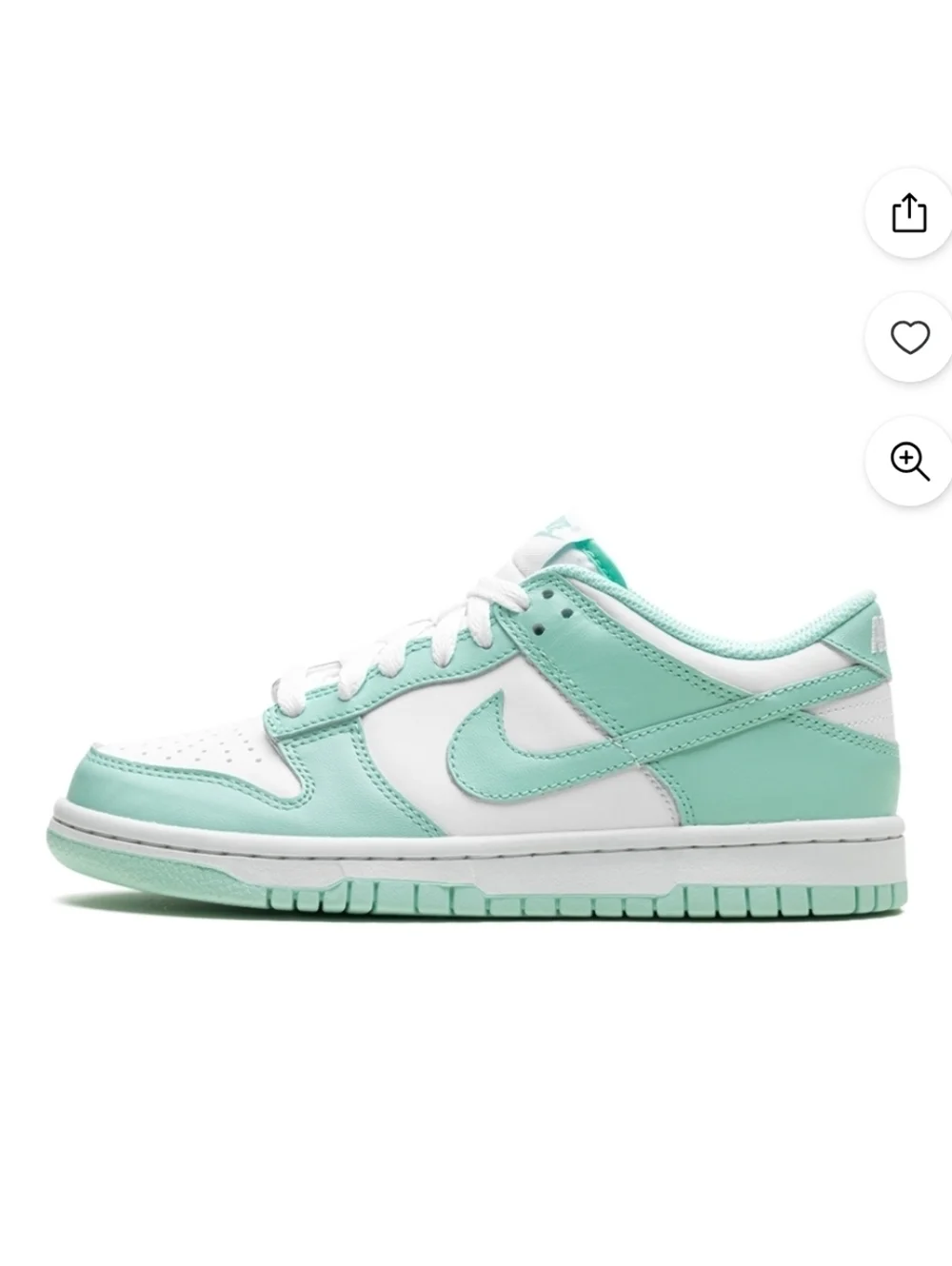 Nike Dunk Low White Mint Green Size 6Y Women’s Size 7.5 Sneakers School Casual